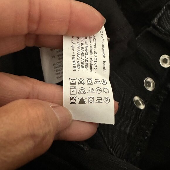 Zara Girls Jeans Wide Leg Exposed Buttons Black Washed Sz 9 - Picture 6 of 6